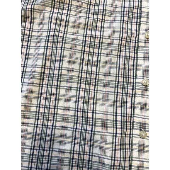 Van Heusen Men's XXL 18-18 1/2 cream and  green plaid casual button down shirt - Picture 3 of 3